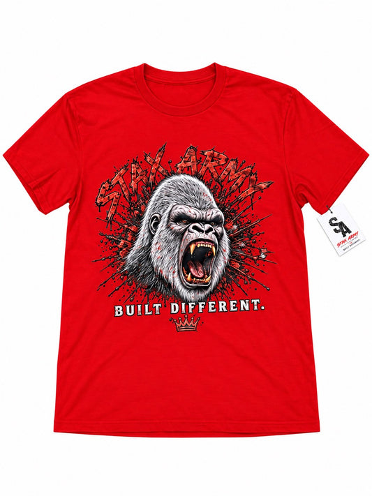 Gorilla Built Different Red T-Shirt